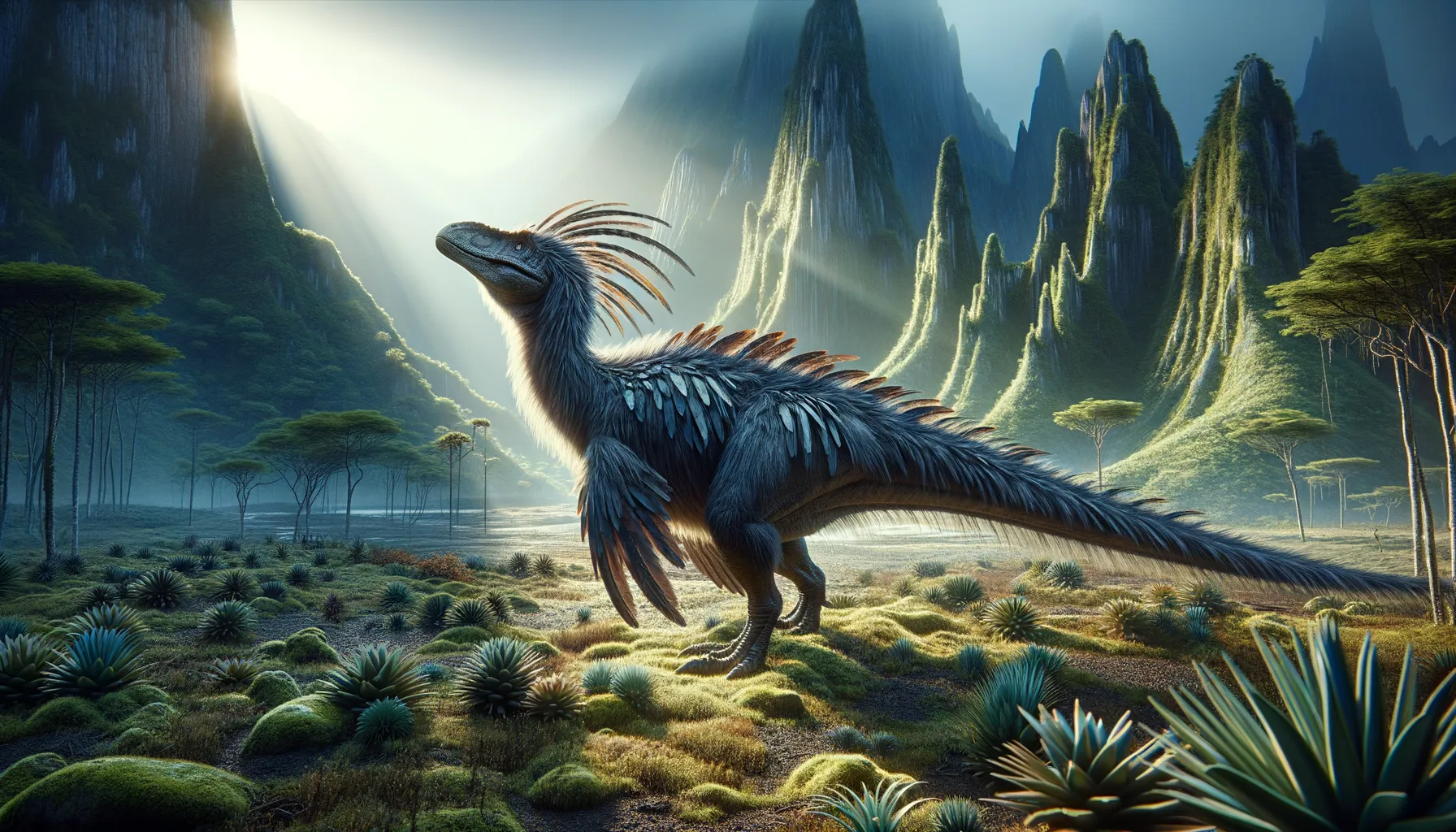 Sinornithosaurus in its natural habitat