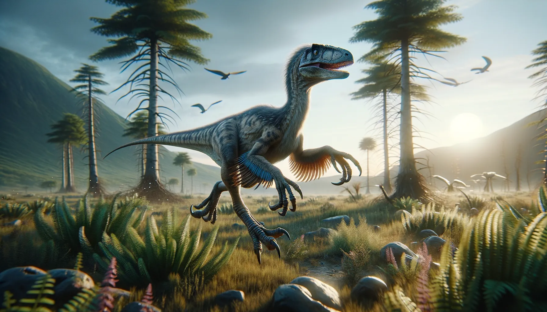 Velociraptor in its natural habitat